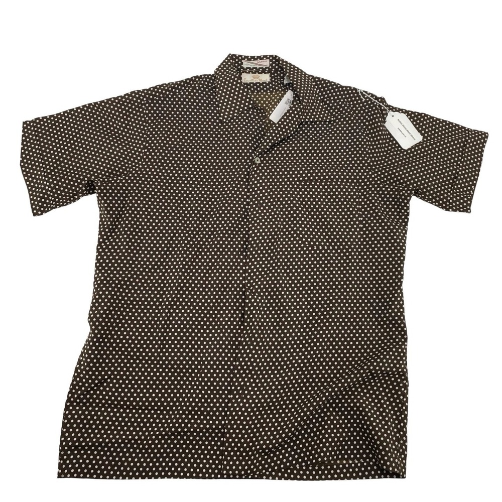 Countess Mara Men's Shirt Polka Dot Brown Polyester Vintage Large NWOT